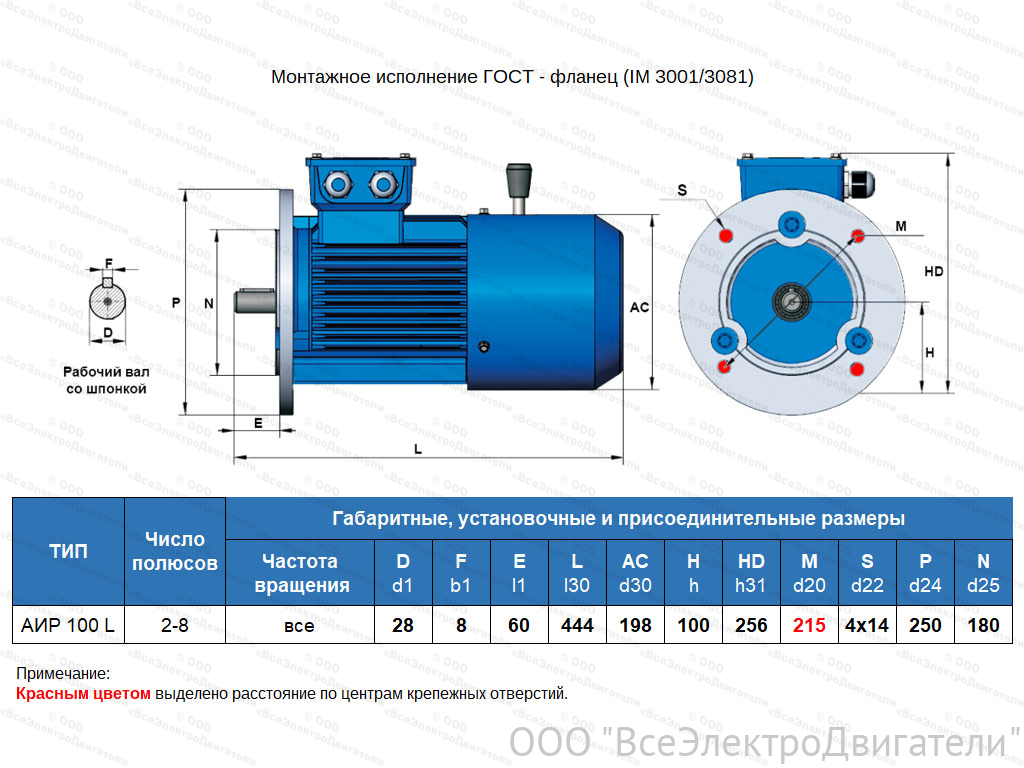 Электродвигатель с тормозом ЭЛМАШ АИР 100 L2 Е2, IM3081 (5,5 кВт 3000 об/мин)1873958