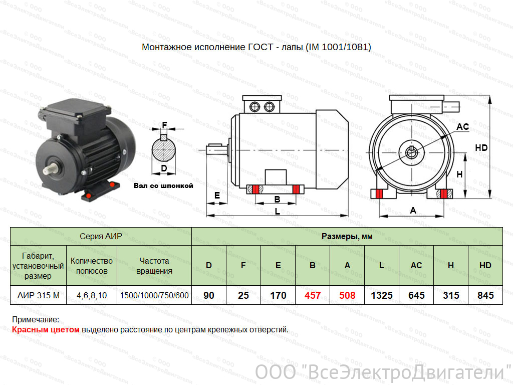Электродвигатель ЭЛМАШ АИР 315 МВ8 IM1001 (132 кВт 750 об/мин)1858398