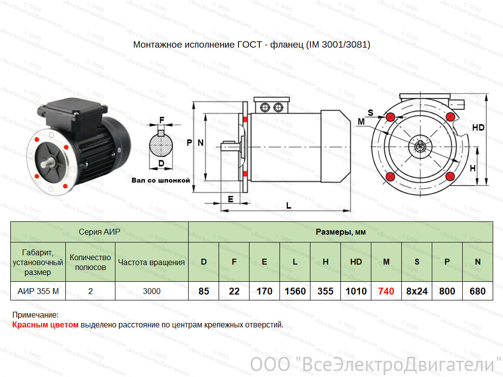 Электродвигатель ЭЛМАШ АИР 355 М2 IM3001 (315 кВт 3000 об/мин)1858553